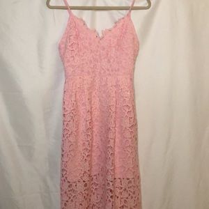 ASTR FREE PEOPLE lace pink A Line midi sleeveless dress. Size M.